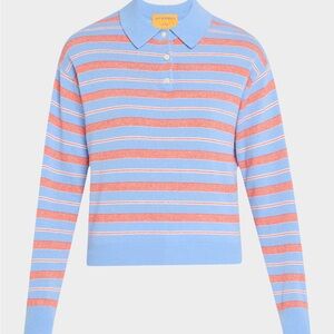 NWT Guest in Residence Striped Cashmere Women's Polo Top
